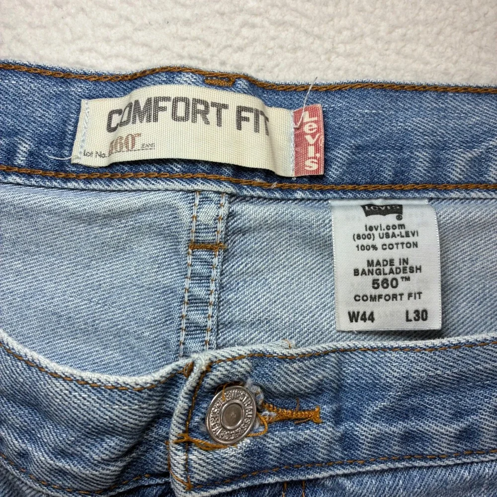 Levis 560 Comfort Fit Jeans Men 44x30 Blue Faded Relaxed Taper Casual Loose Y2K